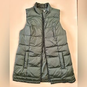 J Jill down quilted tunic vest sz XS army green